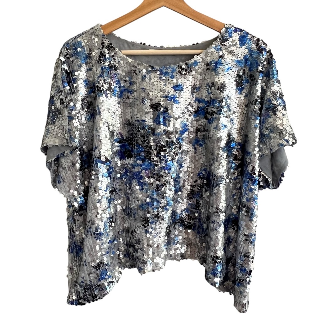 Sequin Blue and Silver Women's Top
